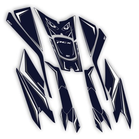 GP Kompozit Honda PCX 125 / 150 2025 Uyumlu Full Tank Pad Seti Mavi