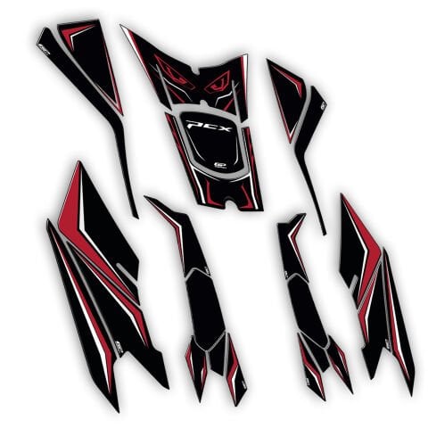 GP Kompozit Honda PCX 125 / 150 2025 Uyumlu Full Tank Pad Seti Kırmızı