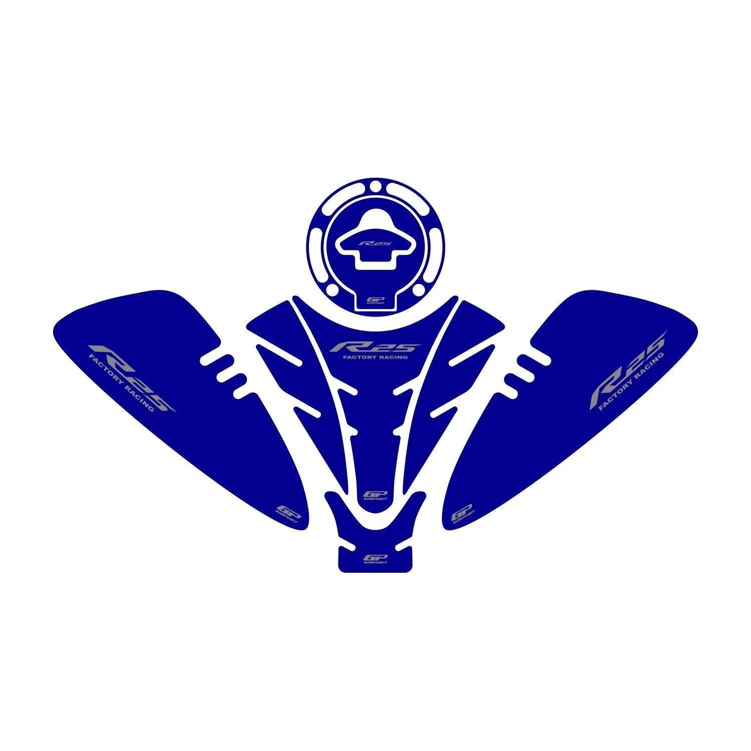 GP Kompozit Yamaha R25 2019-2026 Uyumlu Tank Pad Seti Mavi