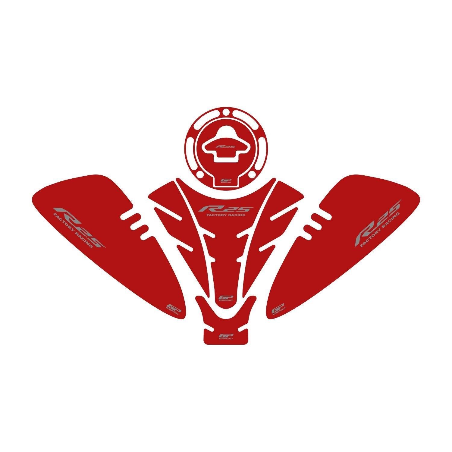 GP Kompozit Yamaha R25 2019-2024 Uyumlu Tank Pad Seti Kırmızı