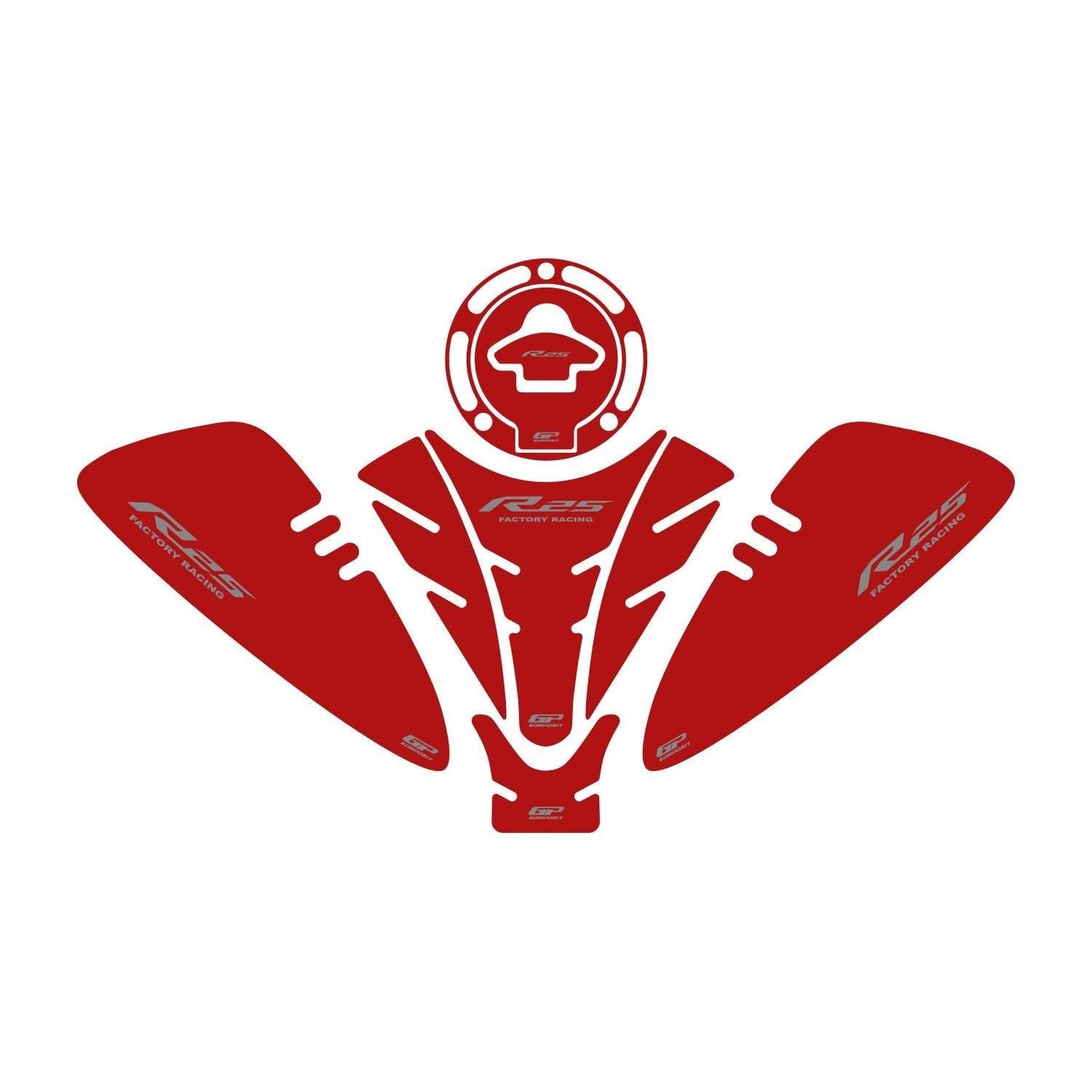 GP Kompozit Yamaha R25 2019-2026 Uyumlu Tank Pad Seti Kırmızı