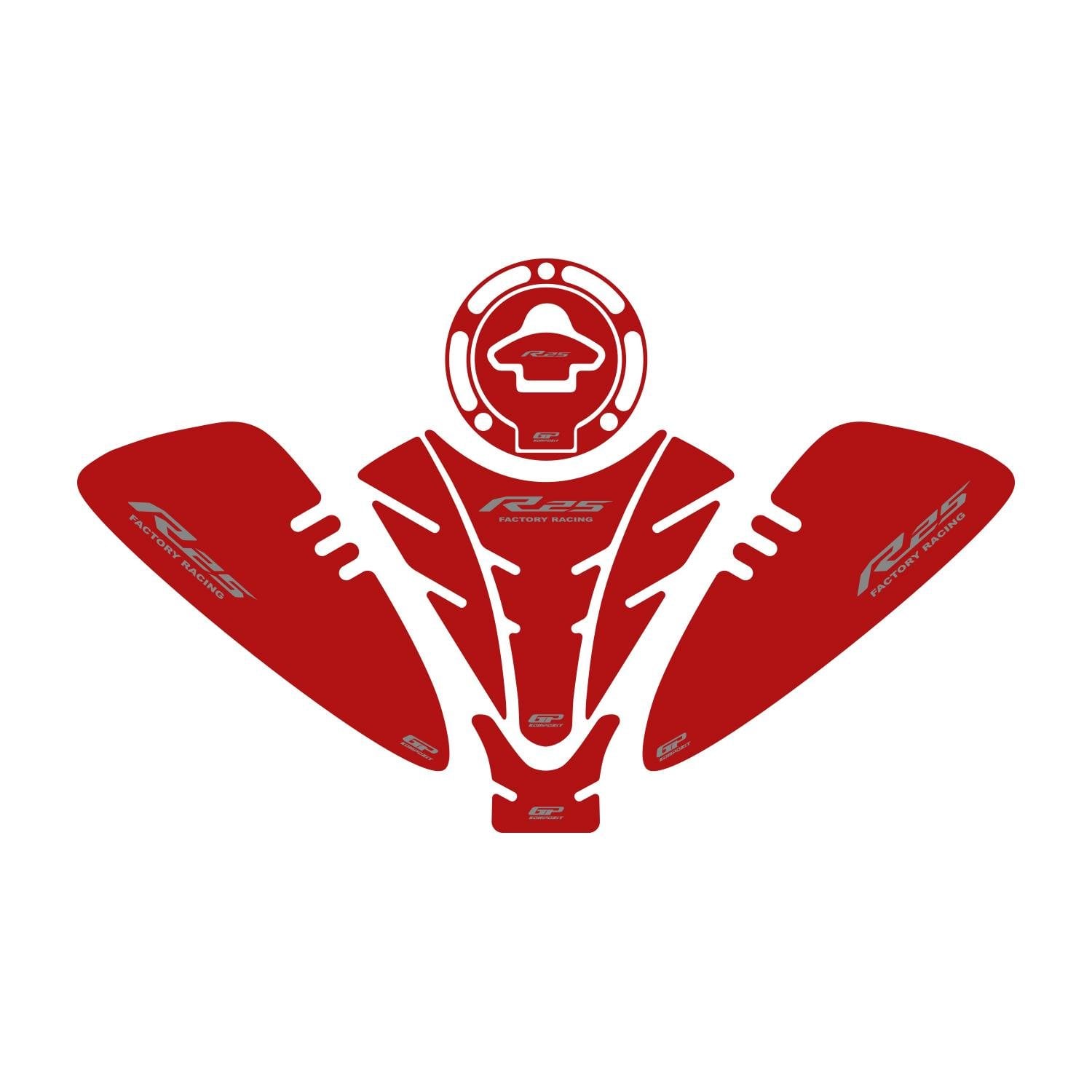 GP Kompozit Yamaha R25 2019-2026 Uyumlu Tank Pad Seti Kırmızı