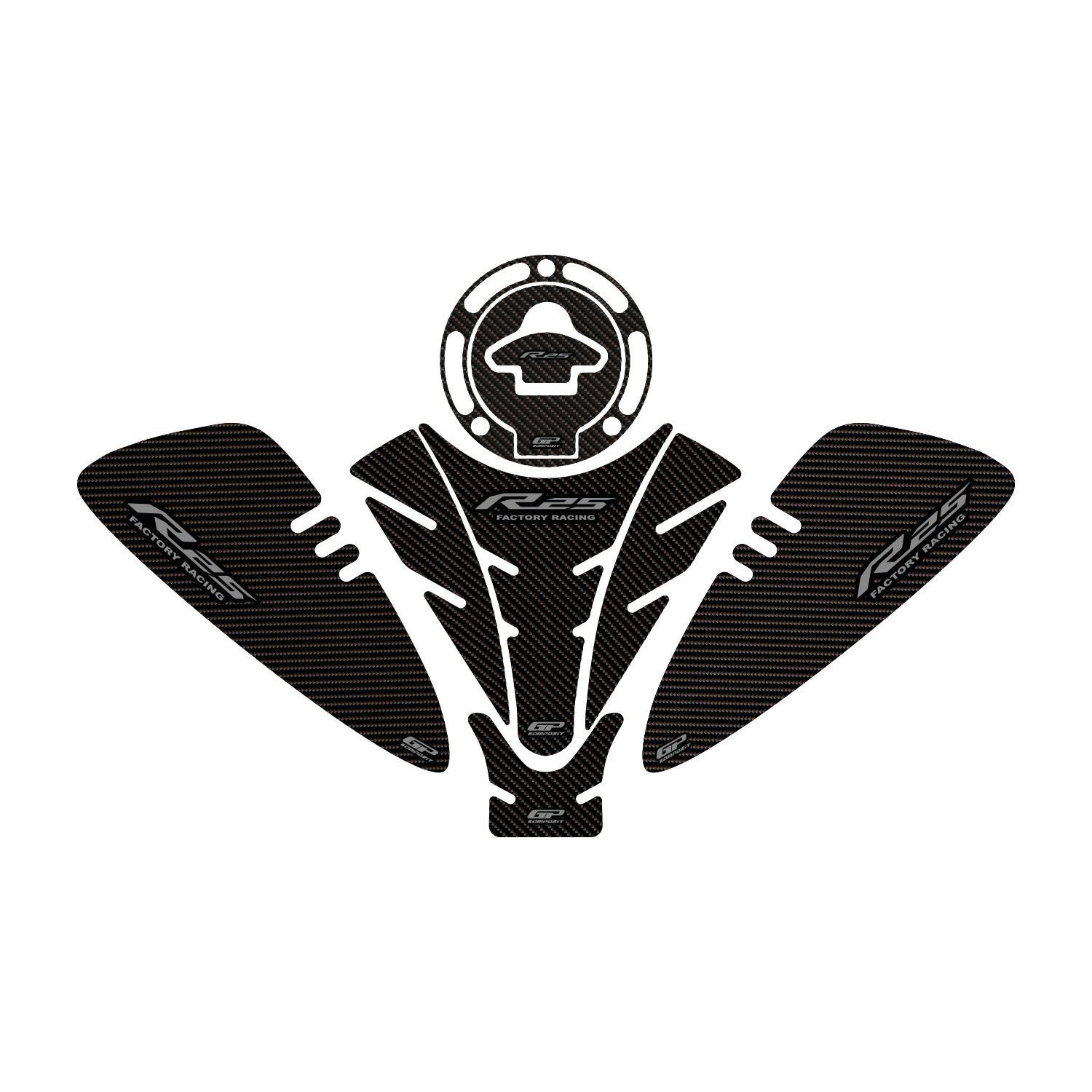 GP Kompozit Yamaha R25 2019-2024 Uyumlu Tank Pad Seti Karbon