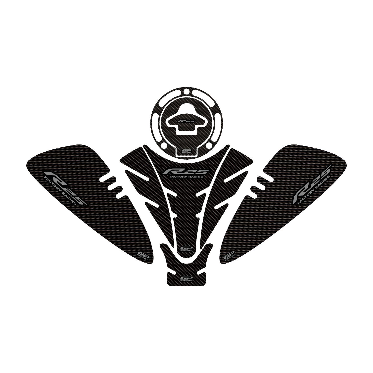 GP Kompozit Yamaha R25 2019-2026 Uyumlu Tank Pad Seti Karbon