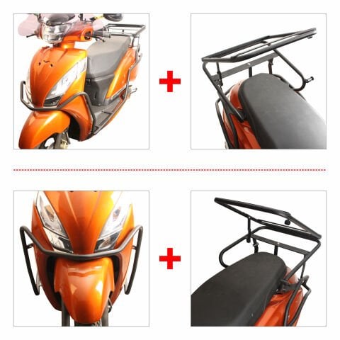 GP Kompozit TVS Jupiter 125 2023-2024 Uyumlu Motor Koruma Demiri ve Damperli Çanta Demiri Seti Siyah