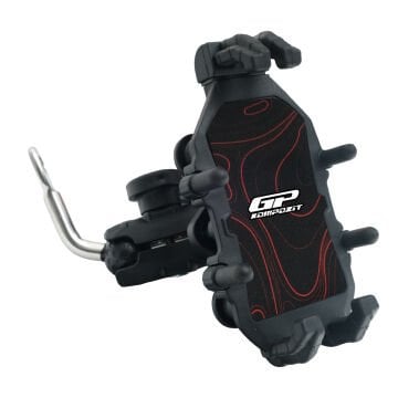 GP Kompozit TTR07 Universal Ayna Bağlantılı Titreşim Modüllü Telefon Tutucu Siyah-Kırmızı