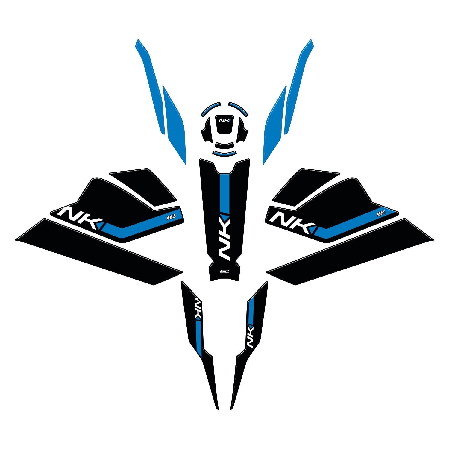 GP Kompozit CF Moto 250 NK 2023-2024 Uyumlu Full Pad Seti Mavi