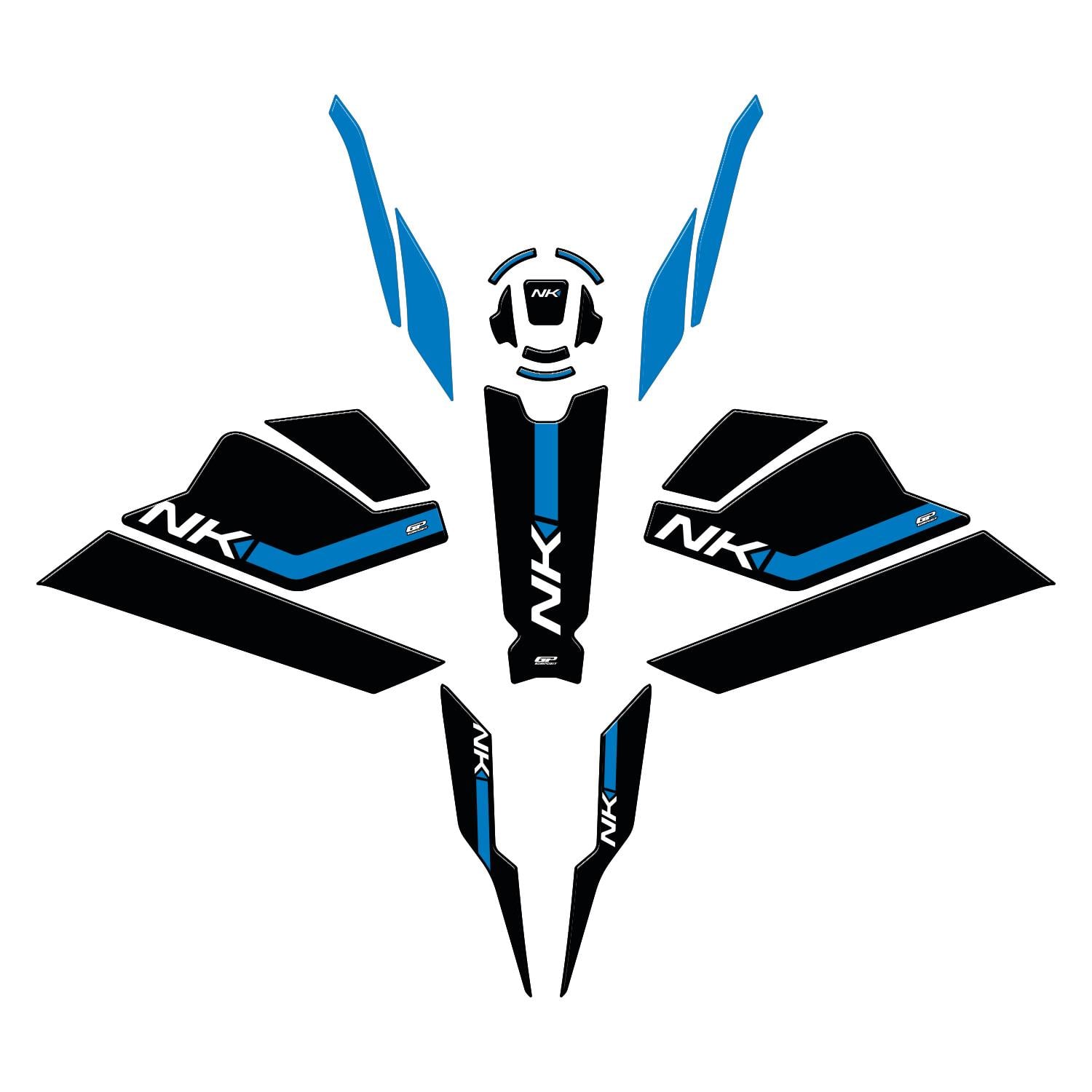 GP Kompozit CF Moto 250 NK 2023-2026 Uyumlu Full Pad Seti Mavi
