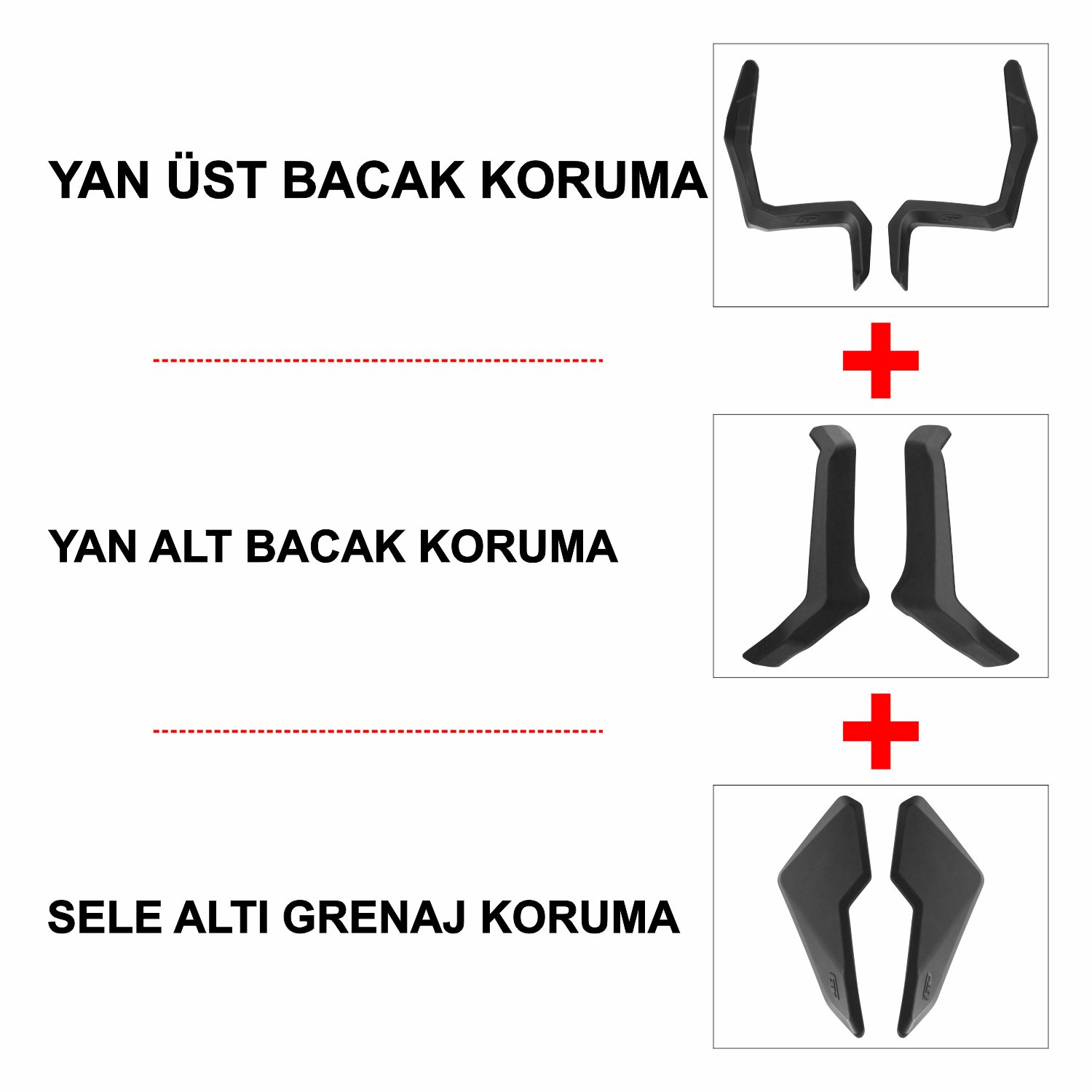 GP Kompozit Honda ADV 350 2023-2025 Uyumlu Üst/Alt Bacak ve Grenaj Koruma Seti Siyah