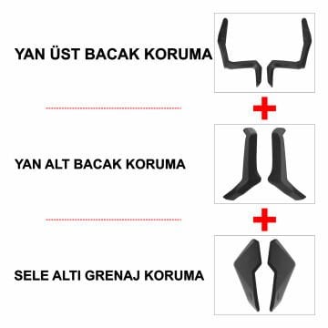GP Kompozit Honda ADV 350 2023-2025 Uyumlu Üst/Alt Bacak ve Grenaj Koruma Seti Siyah