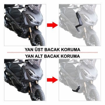 GP Kompozit Honda ADV 350 2023-2025 Uyumlu Üst/Alt Bacak ve Grenaj Koruma Seti Siyah