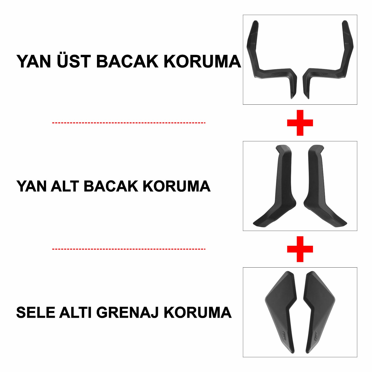 GP Kompozit Honda ADV 350 2023-2026 Uyumlu Üst/Alt Bacak ve Grenaj Koruma Seti Siyah