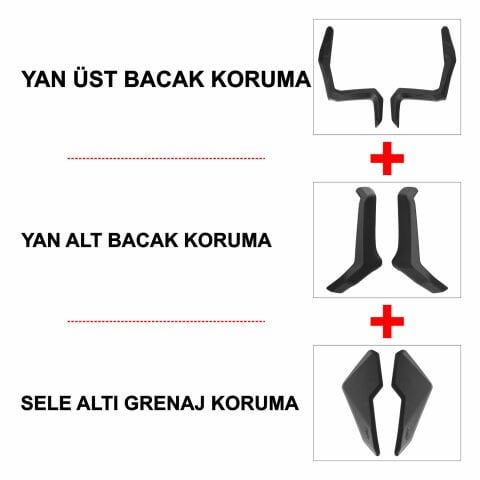 GP Kompozit Honda ADV 350 2023-2026 Uyumlu Üst/Alt Bacak ve Grenaj Koruma Seti Siyah