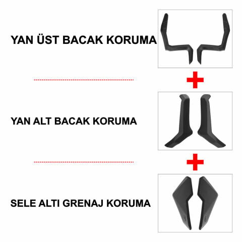 GP Kompozit Honda ADV 350 2023-2026 Uyumlu Üst/Alt Bacak ve Grenaj Koruma Seti Siyah