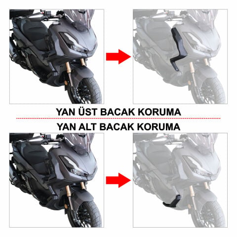 GP Kompozit Honda ADV 350 2023-2026 Uyumlu Üst/Alt Bacak ve Grenaj Koruma Seti Siyah