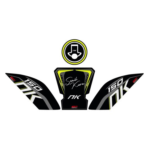 GP Kişiye Özel CF Moto 150 NK 2016-2022 Uyumlu Tank Pad Seti Siyah-Sarı