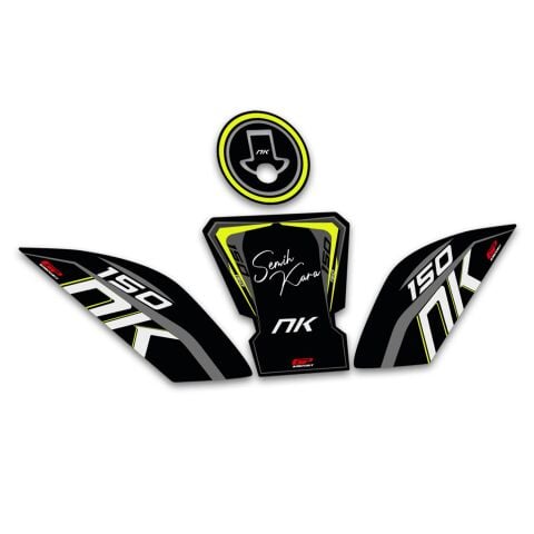 GP Kişiye Özel CF Moto 150 NK 2016-2022 Uyumlu Tank Pad Seti Siyah-Sarı