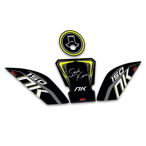 GP Kişiye Özel CF Moto 150 NK 2016-2022 Uyumlu Tank Pad Seti Siyah-Sarı