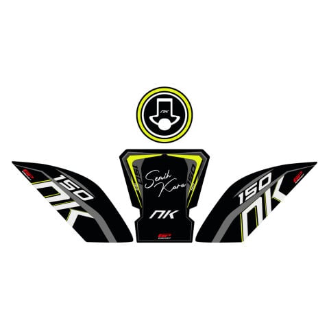GP Kişiye Özel CF Moto 150 NK 2016-2022 Uyumlu Tank Pad Seti Siyah-Sarı