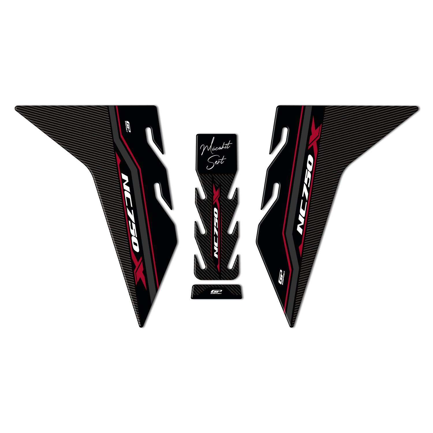GP Kişiye Özel Honda NC 750 X 2021-2024 Uyumlu Tank Pad Seti Bordo