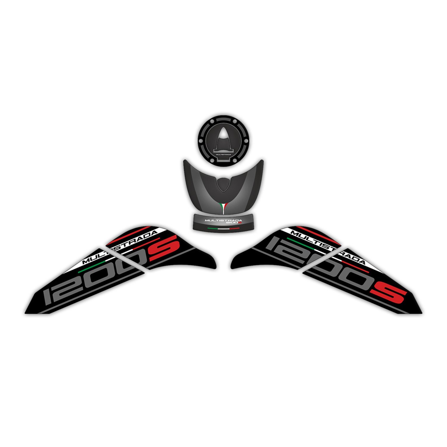 GP Kompozit Ducati Multistrada 1200 S 2015-2018 Uyumlu Tank Pad Seti Siyah