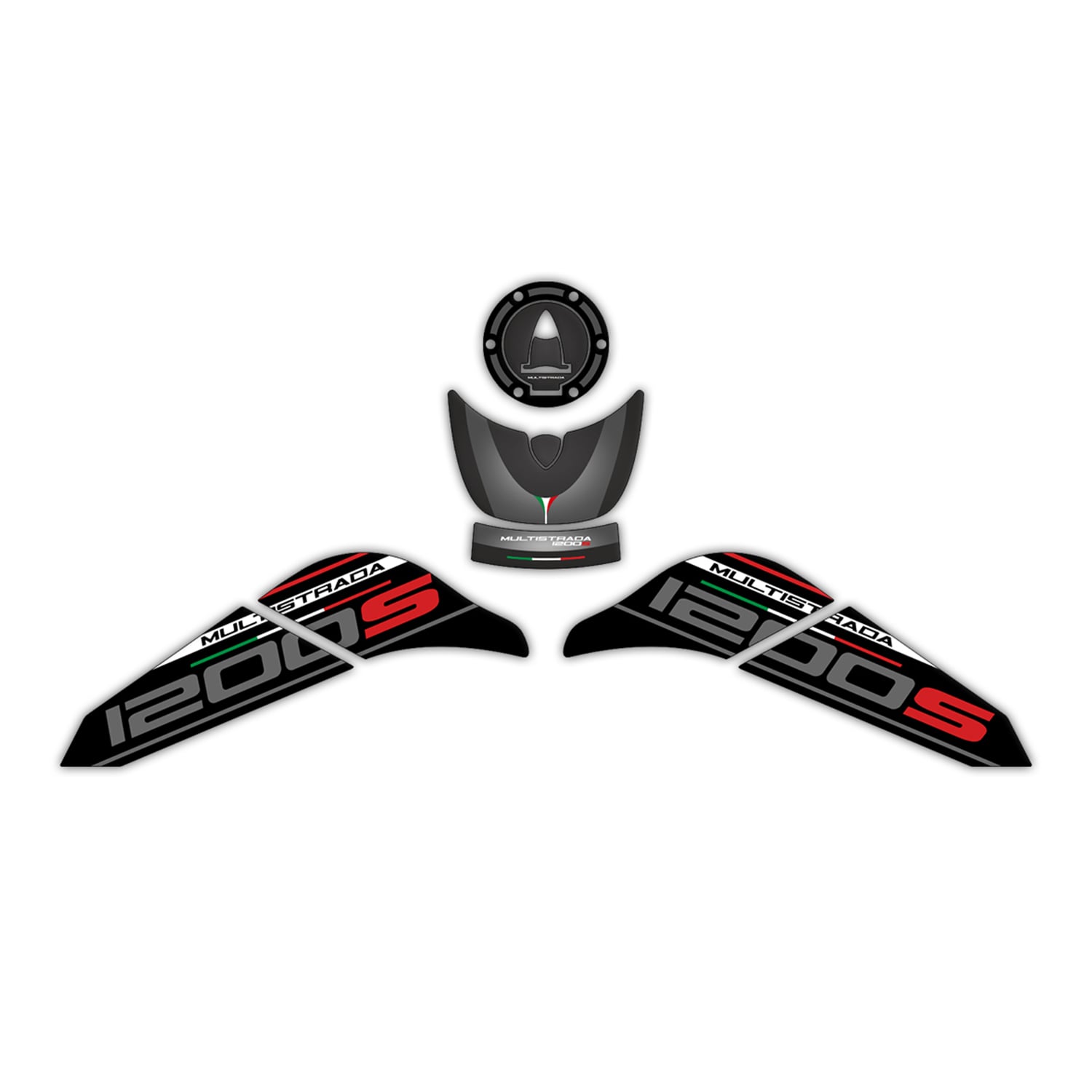 GP Kompozit Ducati Multistrada 1200 S 2015-2018 Uyumlu Tank Pad Seti Siyah