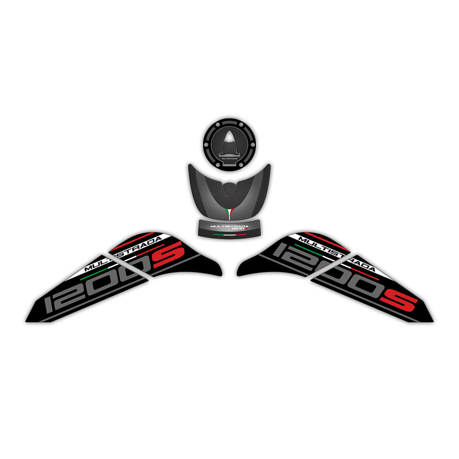 GP Kompozit Ducati Multistrada 1200 S 2015-2018 Uyumlu Tank Pad Seti Siyah
