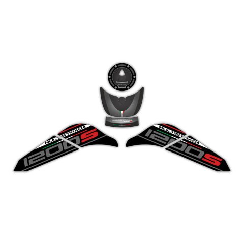 GP Kompozit Ducati Multistrada 1200 S 2015-2018 Uyumlu Tank Pad Seti Siyah