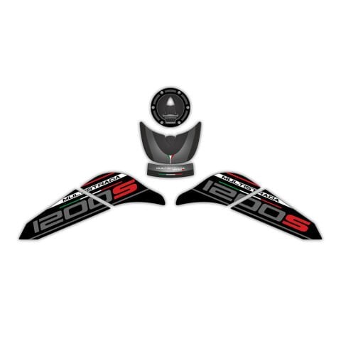 GP Kompozit Ducati Multistrada 1200 S 2015-2018 Uyumlu Tank Pad Seti Siyah