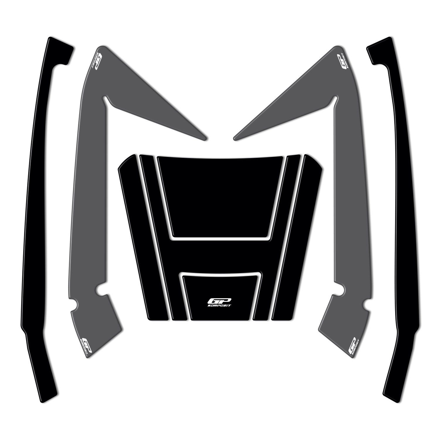 GP Kompozit Honda Forza 250 2018-2025 Uyumlu Çanta Pad Seti Gri