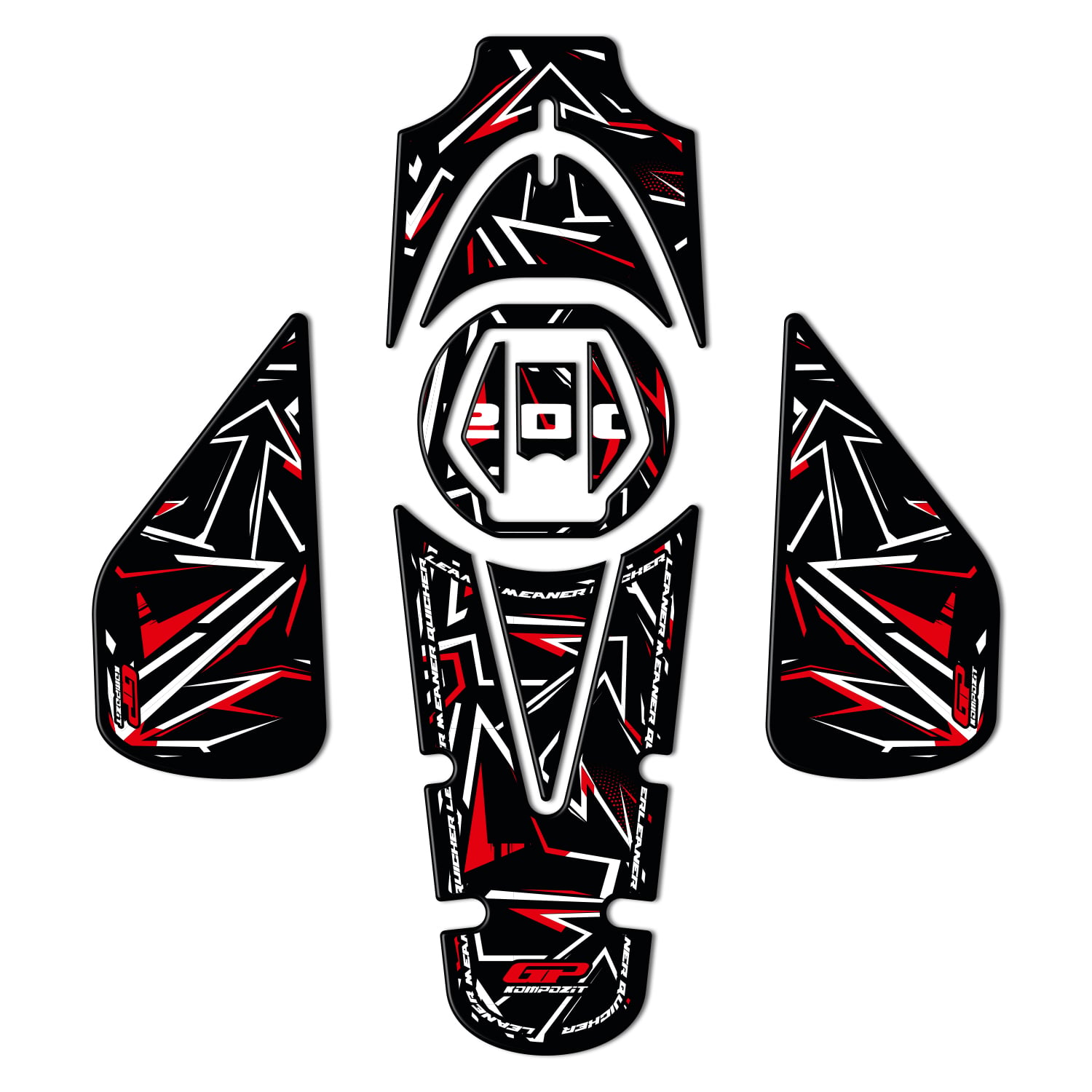 GP Kompozit Bajaj Pulsar NS 200 2011-2026 Uyumlu Tank Pad Seti Kırmızı