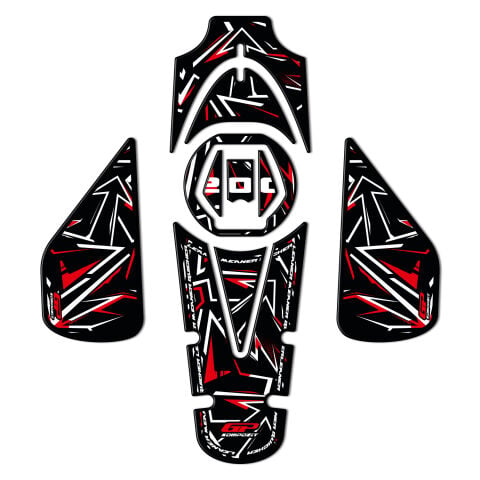 GP Kompozit Bajaj Pulsar NS 200 2011-2026 Uyumlu Tank Pad Seti Kırmızı