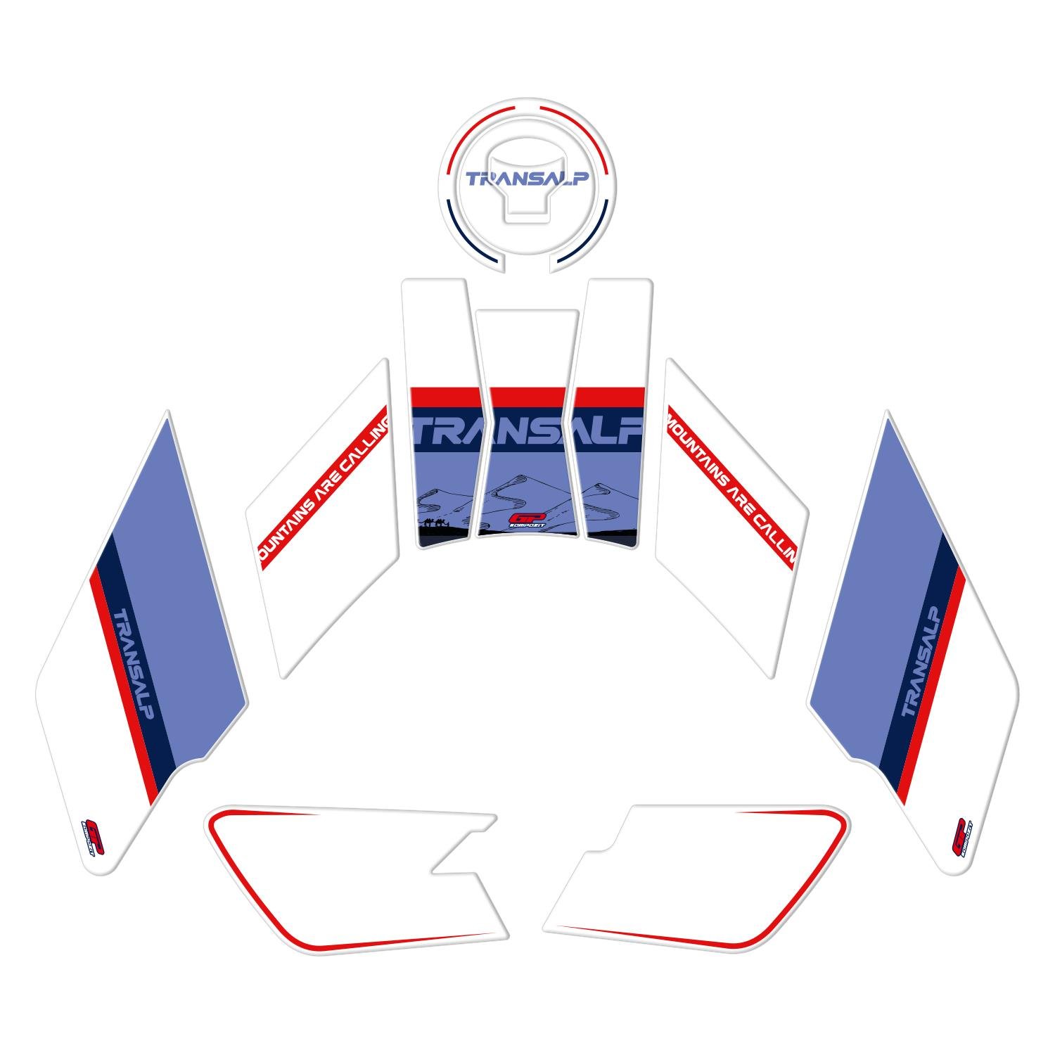 GP Kompozit Honda XL750L Transalp 2023-2024 Uyumlu Tank Pad Beyaz