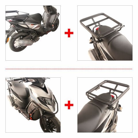 GP Kompozit Aprilia SR 125 / 160 2024 Uyumlu Motor Koruma Demiri ve Damperli Çanta Demiri Seti Siyah