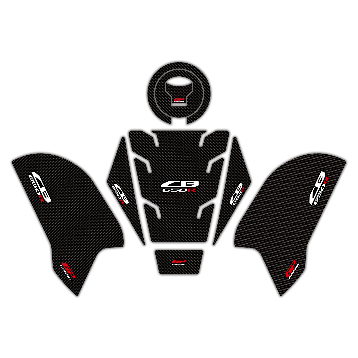 GP Kompozit Honda CB650R 2019-2023 Uyumlu Tank Pad Seti Karbon