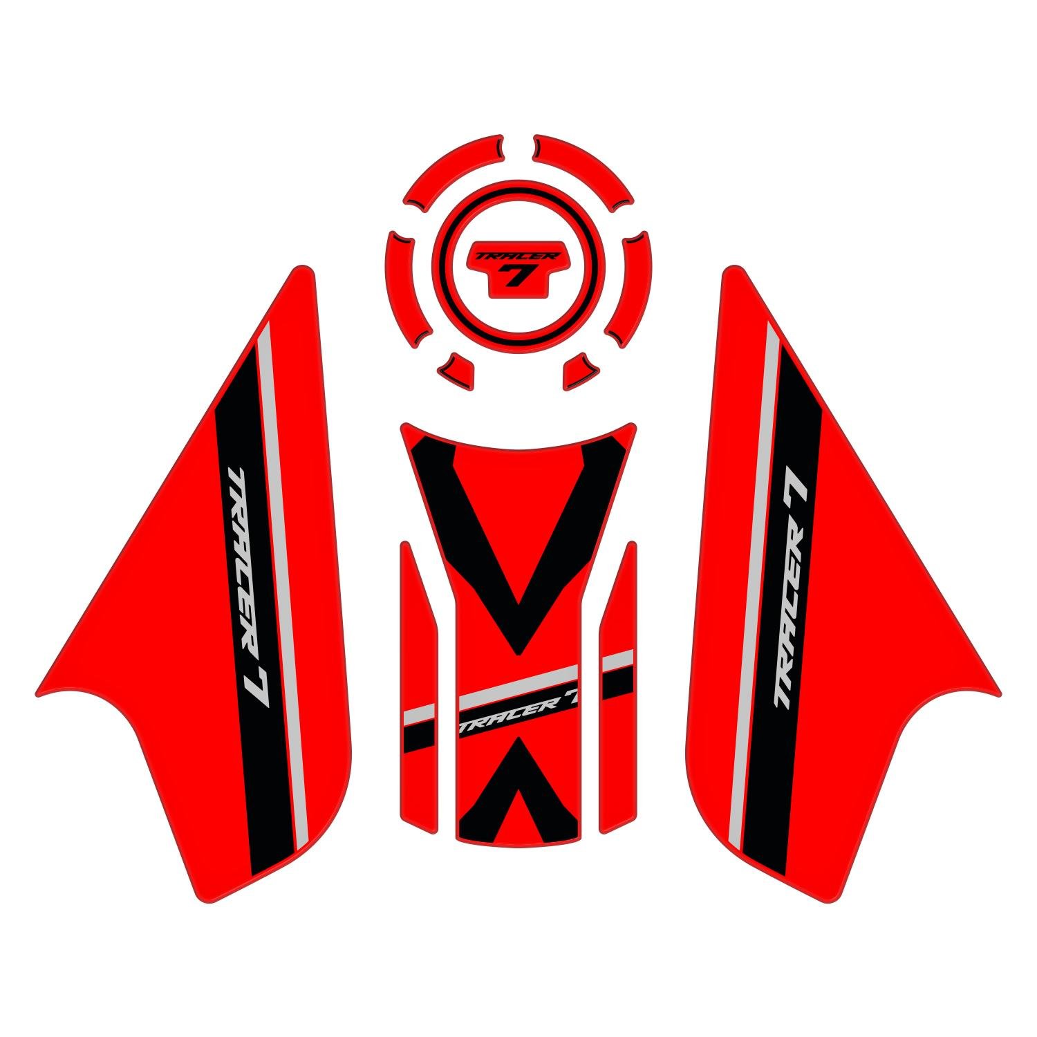 GP Kompozit Yamaha MT-07 Tracer 2020-2024 Uyumlu Tank Pad Seti Kırmızı