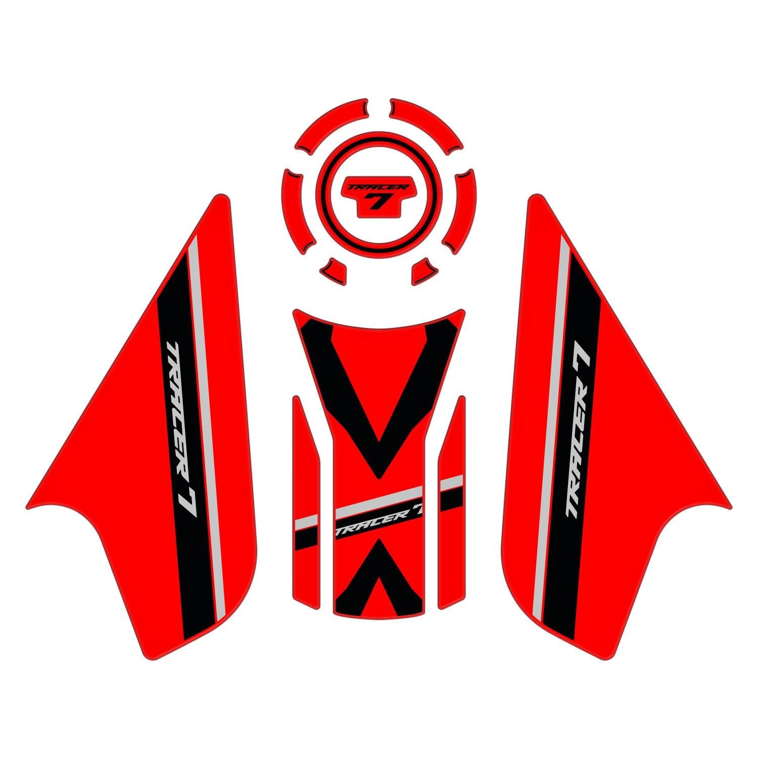 GP Kompozit Yamaha MT-07 Tracer 2020-2024 Uyumlu Tank Pad Seti Kırmızı