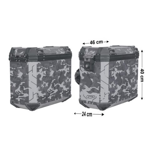 GP Kompozit DSN01 Universal 40 lt x 2 Desenli Alüminyum Motosiklet Yan Çanta Seti