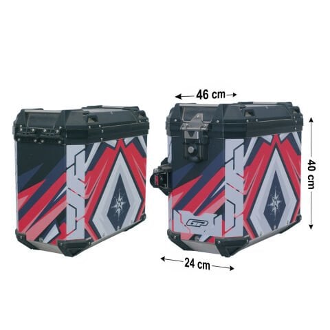 GP Kompozit DSN10 Universal 40 lt x 2 Desenli Alüminyum Motosiklet Yan Çanta Seti
