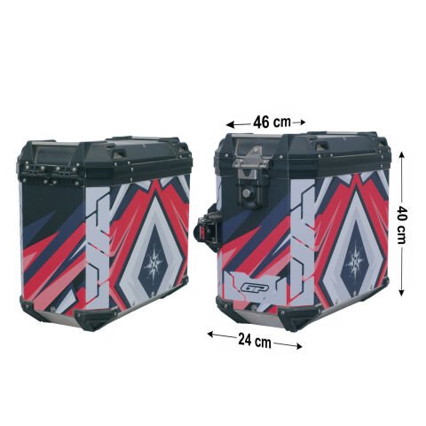 GP Kompozit DSN10 Universal 40 lt x 2 Desenli Alüminyum Motosiklet Yan Çanta Seti
