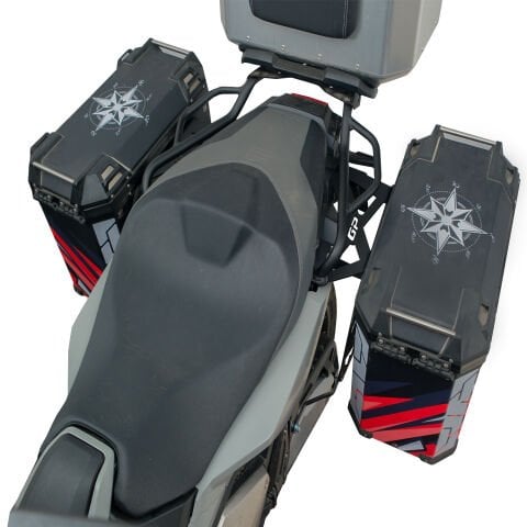 GP Kompozit DSN10 Universal 40 lt x 2 Desenli Alüminyum Motosiklet Yan Çanta Seti
