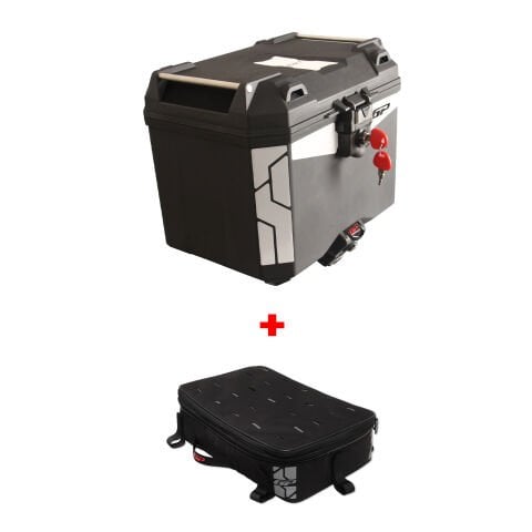 GP Kompozit Universal 33 lt Plastik ve Kumaş Motosiklet Çanta Seti Siyah