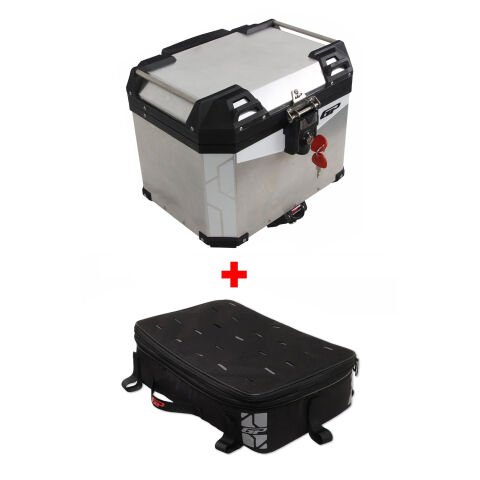 GP Kompozit Universal 37 lt Alüminyum ve Kumaş Motosiklet Çanta Seti Gri