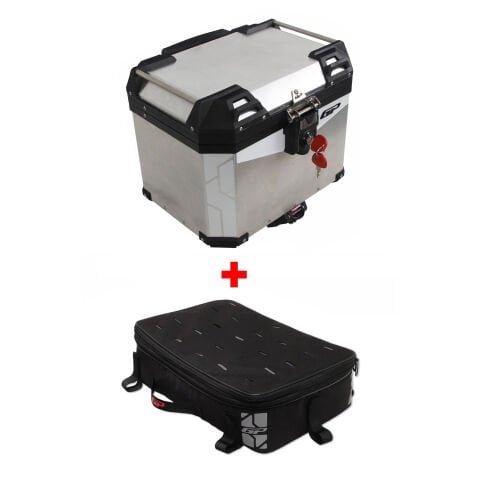 GP Kompozit Universal 37 lt Alüminyum ve Kumaş Motosiklet Çanta Seti Gri