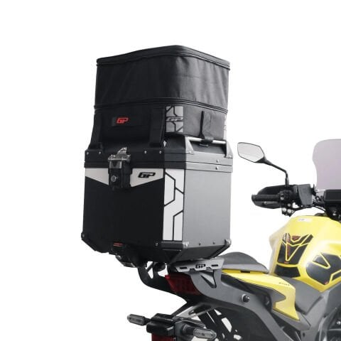 GP Kompozit Universal 37 lt Alüminyum ve Kumaş Motosiklet Çanta Seti Gri