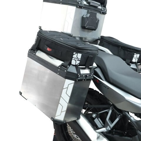 GP Kompozit Universal 40 lt x 2 Alüminyum ve Kumaş Motosiklet Yan Çanta Seti Gri