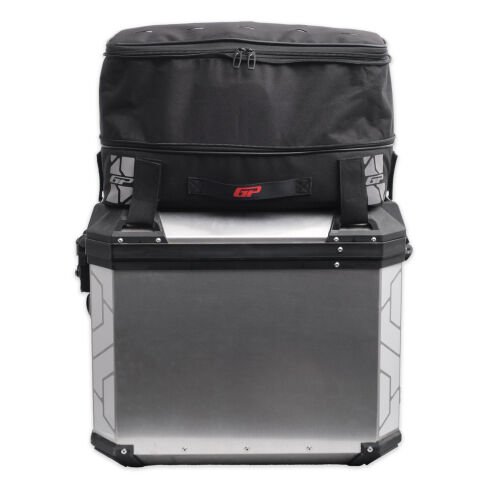 GP Kompozit Universal 40 lt x 2 Alüminyum ve Kumaş Motosiklet Yan Çanta Seti Gri