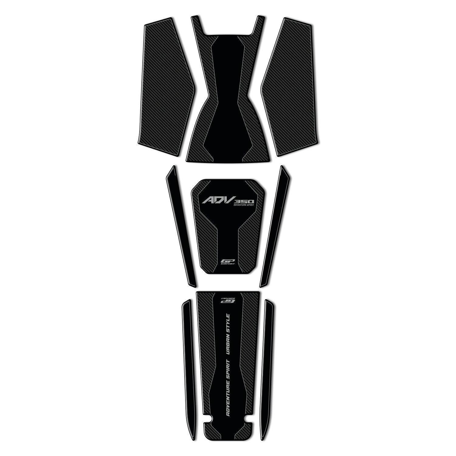 GP Kompozit Honda ADV 350 2023-2025 Uyumlu Tank Pad Seti Karbon