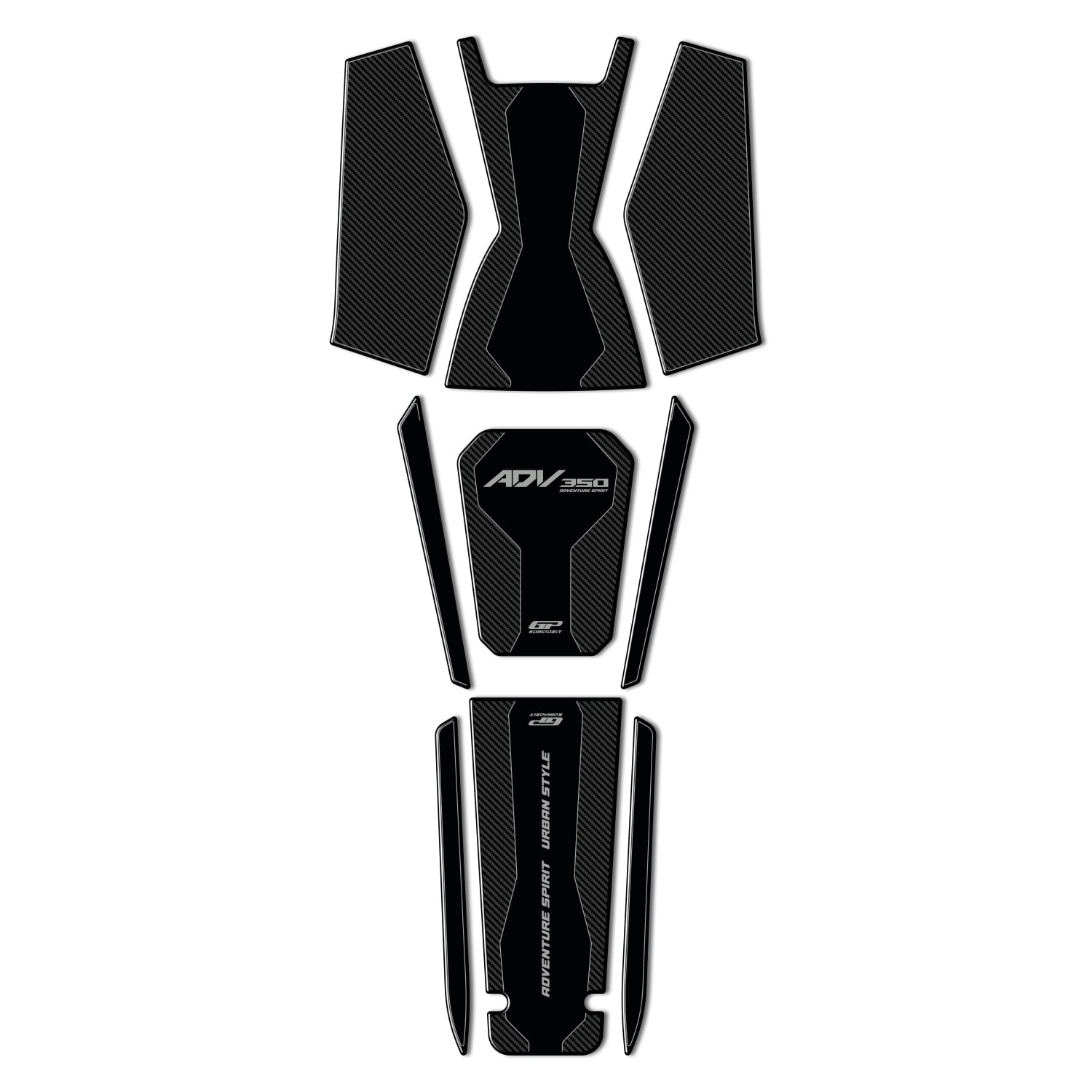 GP Kompozit Honda ADV 350 2023-2026 Uyumlu Tank Pad Seti Karbon