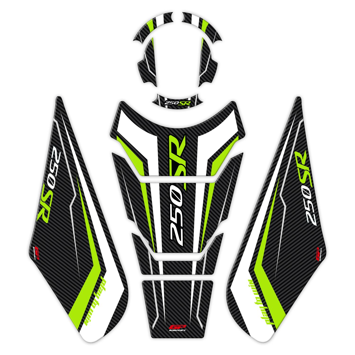 GP Kompozit CF Moto 250 SR 2020-2026 Uyumlu Tank Pad Seti Sarı